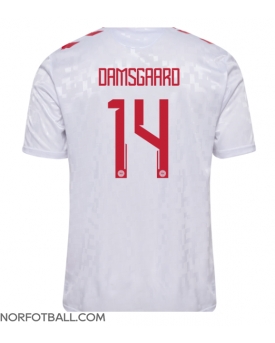 Billige Fotballdrakt Danmark Mikkel Damsgaard #14 Replika Bortedrakt EM 2024 Kortermet